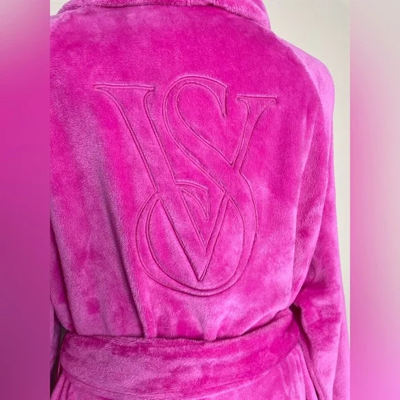 Victoria’s Secret Logo Pink Robe Knee Length Size M/L - Picture 4 of 7